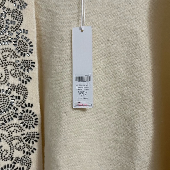 Chico's Ivory Sweater with Black Embellishments - Picture 3 of 6
